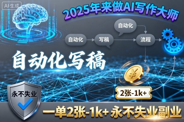 2025年来做AI写作大师，自动化写稿，一单2张-1k+，永不失业副业-致富学堂