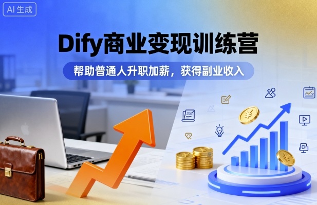 Dify商业变现训练营，帮助普通人升职加薪，获得副业收入-致富学堂