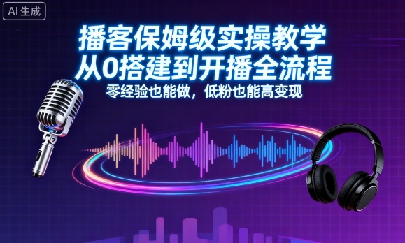 播客保姆级实操教学，从0搭建到开播全流程，零经验也能做，低粉也能高变现-致富学堂