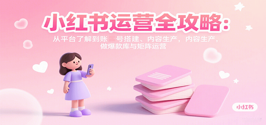 小红书运营全攻略：从平台了解到账号搭建、内容生产，做爆款库与矩阵运营-致富学堂