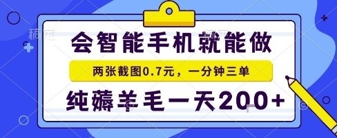 手机项目，二十秒一单，纯薅羊毛一天2张+做就有【揭秘】-致富学堂