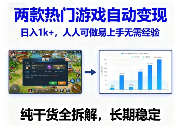 两款热门游戏自动变现，日入1k+，人人可做易上手无需经验，纯干货全拆解，长期稳定【揭秘】-致富学堂
