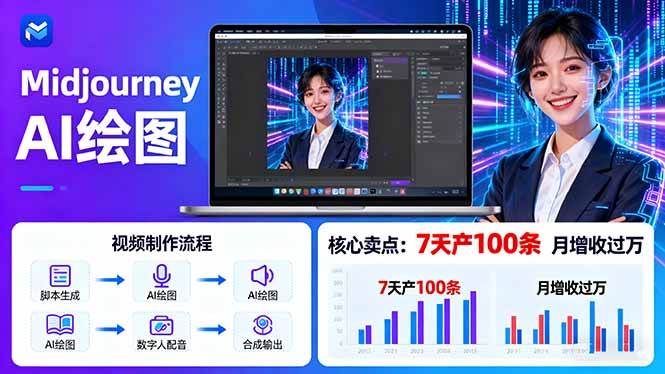（16049期）AI绘图照片开口说话视频制作：Midjourney+数字人，7天产100条月增收过万-致富学堂