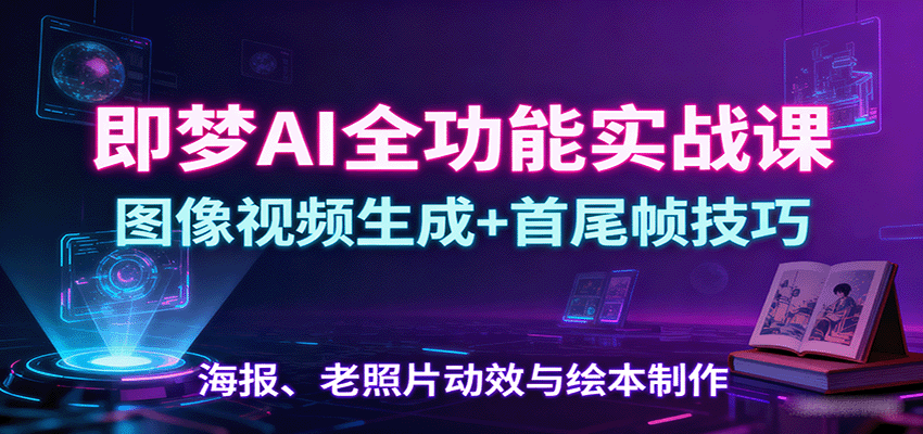 即梦AI全功能实战课：图像视频生成+首尾帧技巧，海报、老照片动效与绘本制作-致富学堂