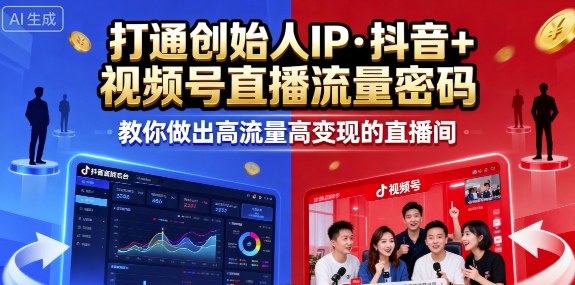25年直播9-10两期线下课，打通创始人IP，抖音+视频号直播流量密码，教你做出高流量高变现的直播间-致富学堂