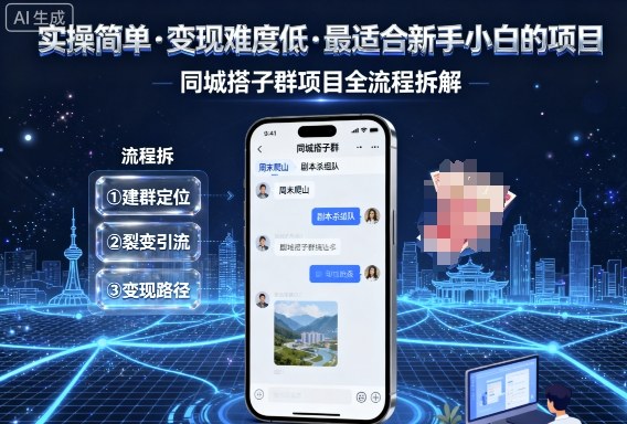 实操简单，变现难度低，最适合新手小白做的项目，每天轻松收入3张，同城搭子群项目全流程拆解-致富学堂