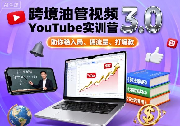 跨境油管视频YouTube实训营3.0，助你稳入局、搞流量、打爆款-致富学堂