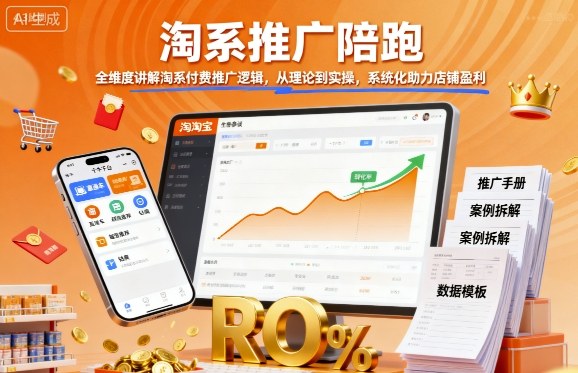 淘系推广陪跑，全维度讲解淘系付费推广逻辑，从理论到实操，系统化助力店铺盈利-致富学堂
