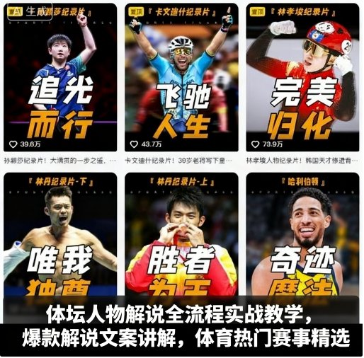 体坛人物解说全流程实战教学，爆款解说文案讲解，体育热门赛事精选-致富学堂