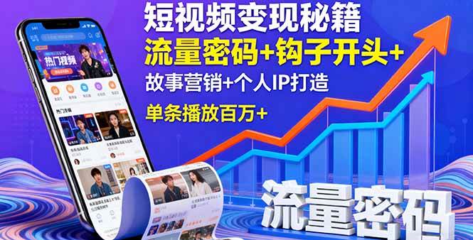 （16079期）短视频变现秘籍，流量密码+钩子开头+故事营销+个人IP打造，单条播放百万+-致富学堂