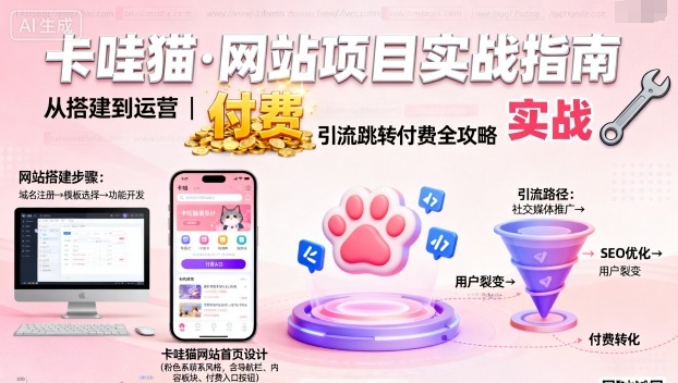 卡哇猫·网站项目，网站搭建与运营以及引流跳转付费-致富学堂