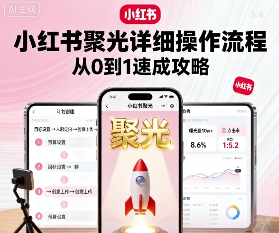 小红书聚光详细操作流程，小红书聚光从0到1速成攻略-致富学堂