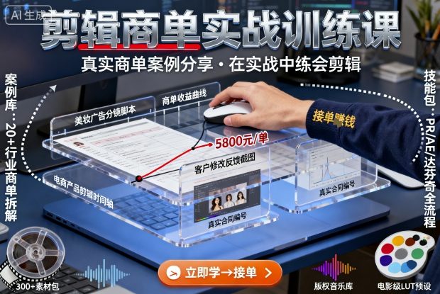 剪辑商单实战训练课，真实商单案例分享，在实战中练会剪辑-致富学堂