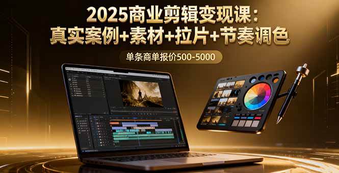 （16130期）2025商业剪辑变现课：真实案例+素材+拉片+节奏调色，单条商单报价500-5000-致富学堂