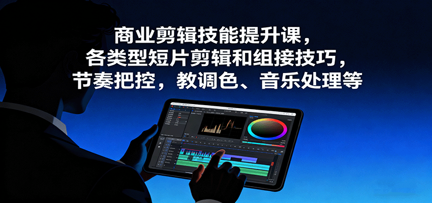 商业剪辑技能提升课，各类型短片剪辑和组接技巧，节奏把控，教调色、音乐处理等-致富学堂