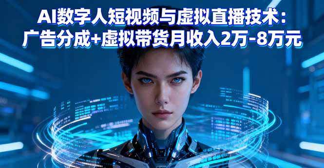 （16148期）AI数字人短视频与虚拟直播技术：广告分成+虚拟带货月收入2万-8万元-致富学堂