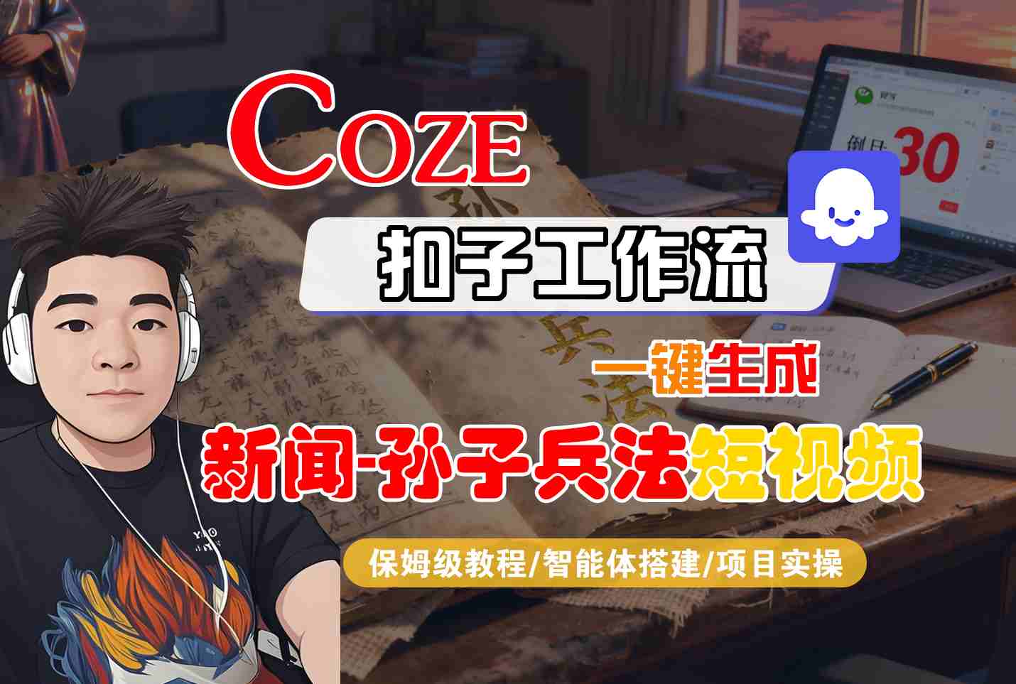 Coze扣子智能体工作流一键生成“新闻-孙子兵法“短视频，全流程保姆级教学-致富学堂