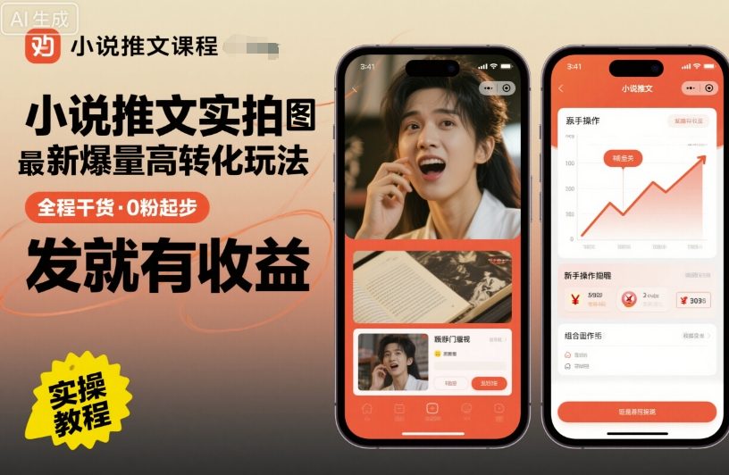 小说推文实拍双图文最新爆量高转化玩法，全程干货，0粉起步，发就有收益-致富学堂