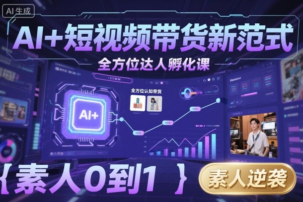 AI+短视频带货新范式全方位达人孵化课，素人也可以从0到1，全方位认知短视频带货-致富学堂
