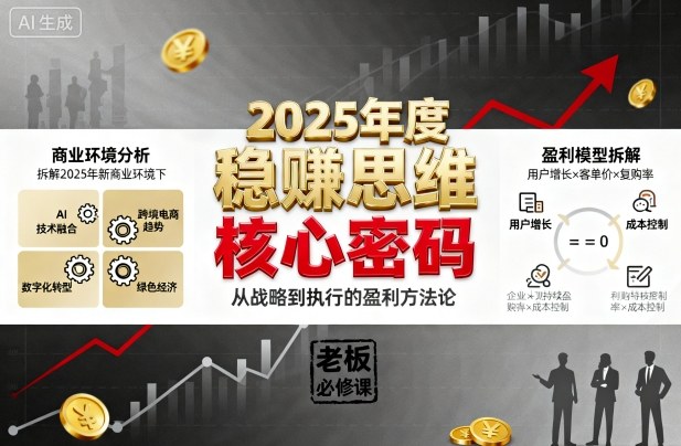 2025年度稳賺思维老板创业营，拆解2025年新商业环境下，企业实现持续盈利的核心密码-致富学堂