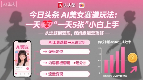 今日头条AI美女赛道玩法，一天轻松5张，小白轻松上手-致富学堂