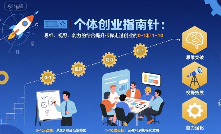 个体创业指南针，思维、视野、能力的综合提升带你走过创业的0-1和1-10【音频】-致富学堂