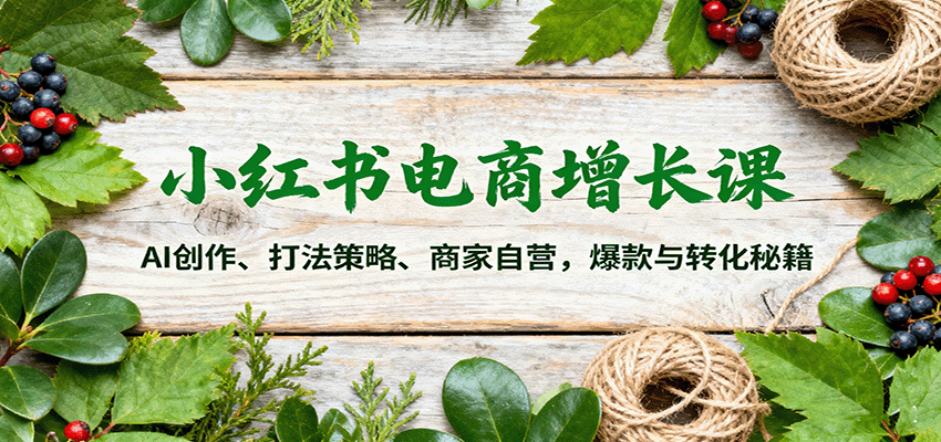 小红书电商增长课：AI创作、打法策略、商家自营，爆款与转化秘籍-致富学堂
