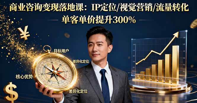 （16249期）商业咨询变现落地课：IP定位/视觉营销/流量转化，单客单价提升300%-致富学堂