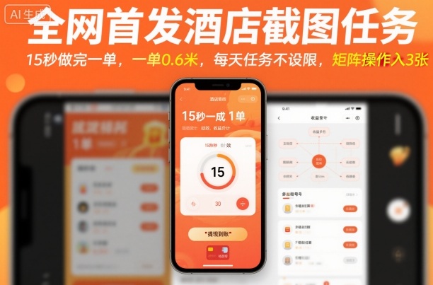 全网首发酒店截图任务，15秒做完一单，一单0.6米，每天任务不设限，矩阵操作日入3张【揭秘】-致富学堂