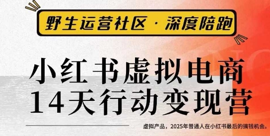 小红书虚拟电商14天变现训练营3.0，​虚拟产品，2025年普通人在小红书最后的搞钱机会-致富学堂