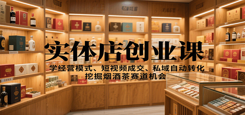 实体店创业课：学经营模式、短视频成交、私域自动转化，挖掘烟酒茶赛道机会-致富学堂