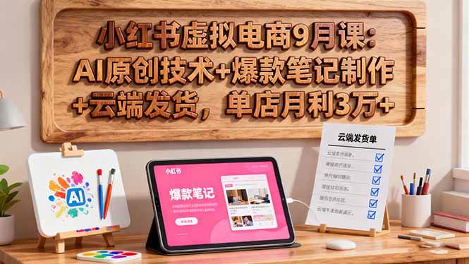 （16287期）小红书虚拟电商9月课：AI原创技术+爆款笔记制作+云端发货，单店月利3万+-致富学堂
