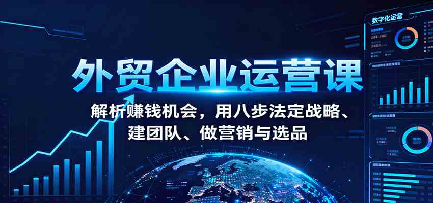 外贸企业运营课：解析赚钱机会，用八步法定战略、建团队、做营销与选品-致富学堂