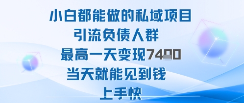 2025年小白都能做的私域项目引流负债人群最高一天变现1k+高变现难度低当天就能见到钱上手快-致富学堂