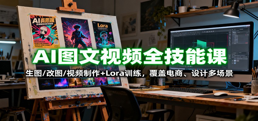AI图文视频全技能课：生图/改图/视频制作+Lora训练，覆盖电商 、设计多场景-致富学堂