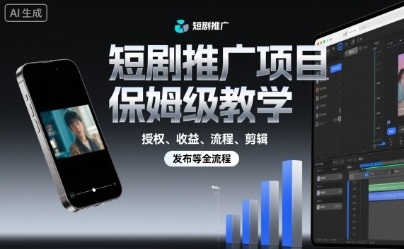 短剧推广项目保姆级教学，授权、收益、流程、剪辑，发布等全流程-致富学堂