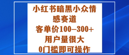 小红书暗黑小众情感赛道，客单价100-300+用户量很大，0门槛即可操作-致富学堂