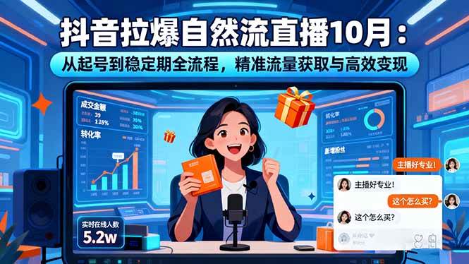 （16339期）抖音拉爆自然流直播10月：从起号到稳定期全流程，精准流量获取与高效变现-致富学堂