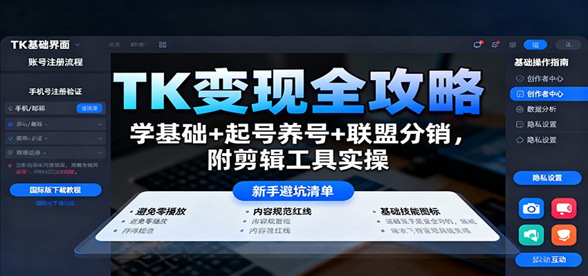TK变现全攻略：学基础+起号养号+联盟分销，附剪辑工具实操-致富学堂