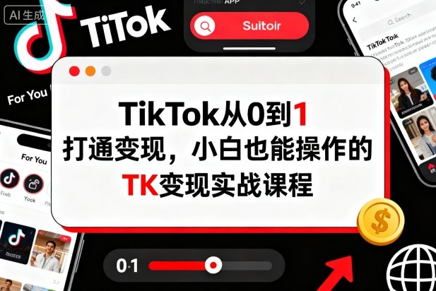 TikTok从0到1打通变现，小白也能操作的TK变现实战课程-致富学堂
