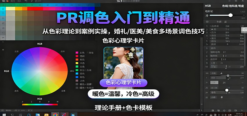 PR调色入门到精通：从色彩理论到案例实操，婚礼/医美/美食多场景调色技巧-致富学堂
