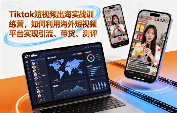 Tiktok短视频出海实战训练营，如何利用海外短视频平台实现引流、带货、测评-致富学堂