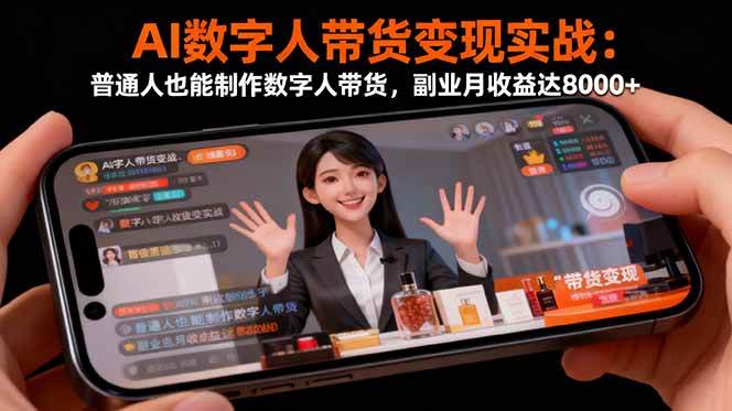 （16377期）AI数字人带货变现实战：普通人也能制作数字人带货，副业月收益达8000+-致富学堂
