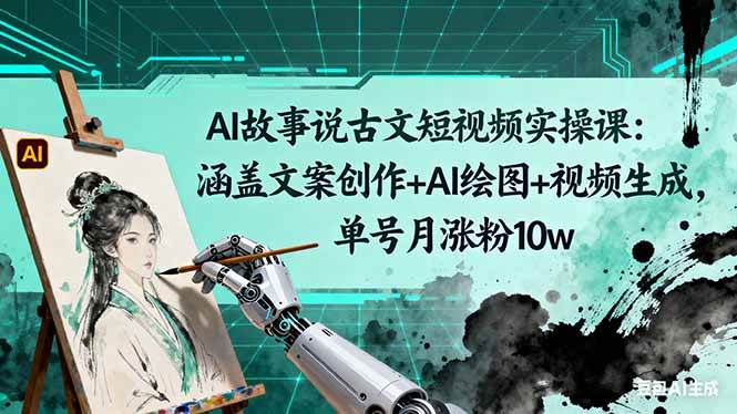 （16369期）AI故事说古文短视频实操课：涵盖文案创作+AI绘图+视频生成，单号月涨粉10w-致富学堂