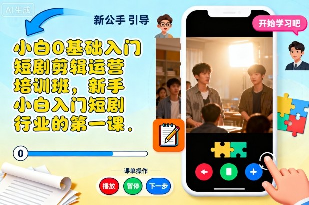 小白0基础入门短剧剪辑运营培训班，新手小白入门短剧行业的第一课-致富学堂