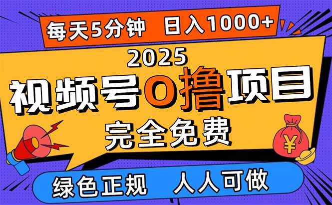 （16388期）2025视频号0撸项目，5分钟一个号，日入1000+，人人可做-致富学堂