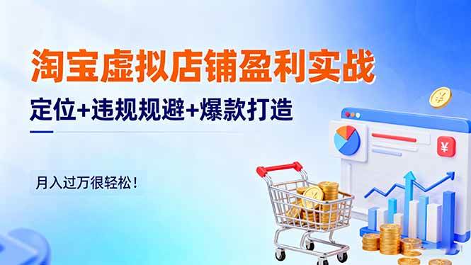 （16387期）淘宝虚拟店铺盈利实战：定位+违规规避+爆款打造，月入过万很轻松！-致富学堂