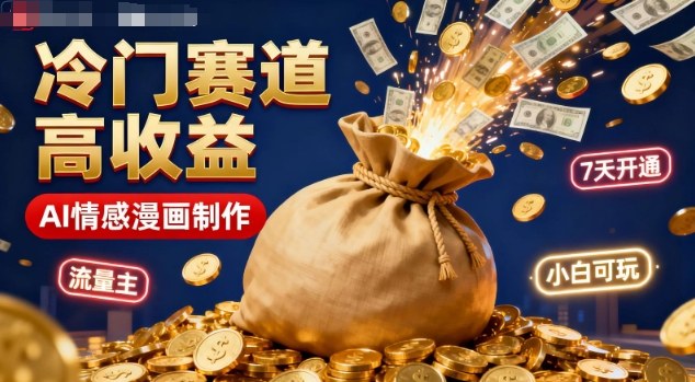 公众号冷门赛道，用AI做情感漫画，7天开通流量主，操作简单，小白可玩-致富学堂