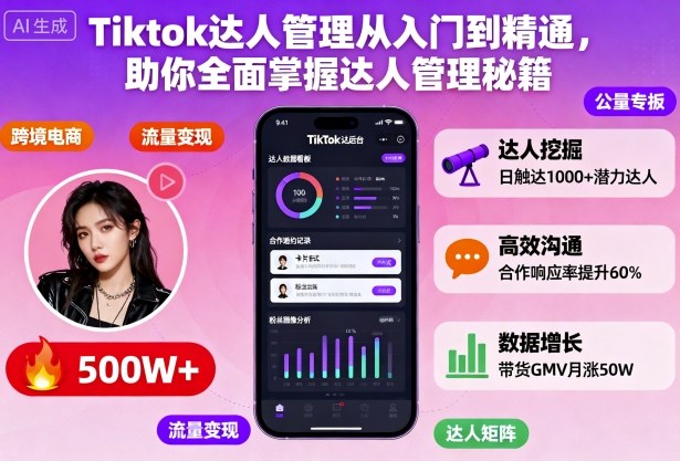 Tiktok达人管理从入门到精通，助你全面掌握达人管理秘籍-致富学堂