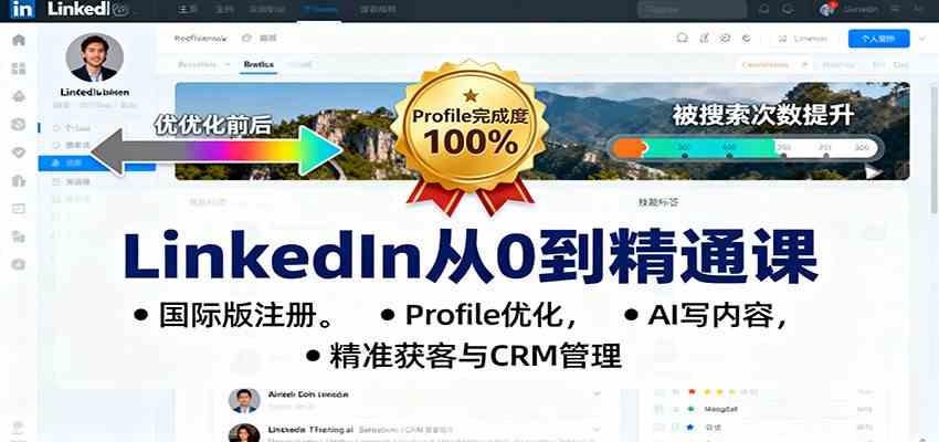LinkedIn从0到精通课：国际版注册，Profile优化，AI写内容，精准获客与CRM管理-致富学堂